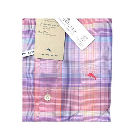 Tommy Bahama Mens Orange Blue Siesta Key Charmed Check Button Up Shirt Sz L New - Picture 6 of 11